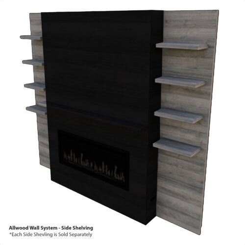 Side Shelving - Orion Slim 60in Compatible - Allwood Wall System - Driftwood Gray - Modern Flames