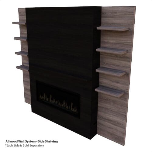 Side Shelving - Orion Slim 60in Compatible - Allwood Wall System - Weathered Walnut - Modern Flames