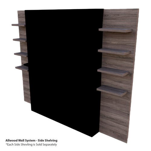 Side Shelving - Spectrum Slimline 60in Compatible - Allwood Wall System - Weathered Walnut - Modern Flames